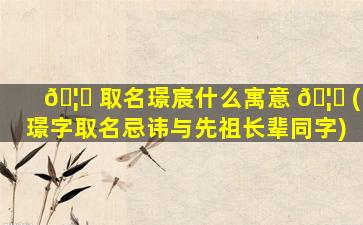 🦆 取名璟宸什么寓意 🦍 (璟字取名忌讳与先祖长辈同字)